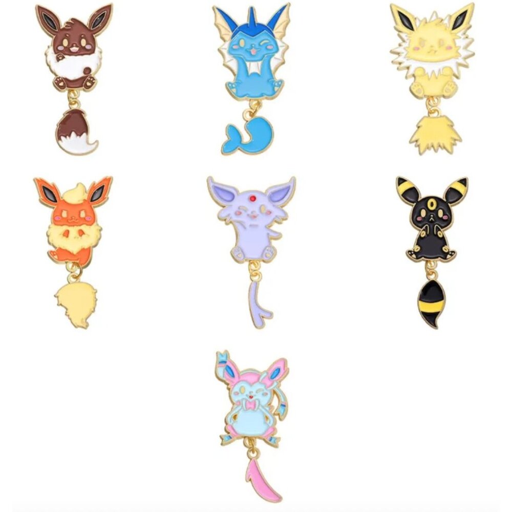 Metal Enamel Lapel Pin Pokemon Set of 7